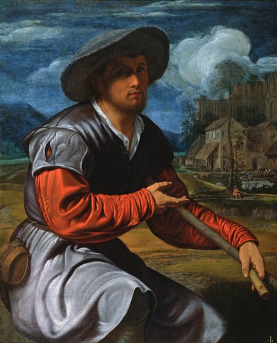 Shepherd with a Flute by Giovanni Girolamo Savoldo